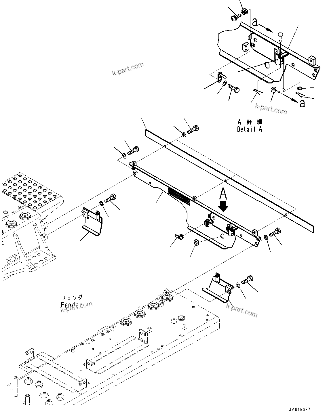 Komatsu parts book diagram for D85EXI-18E0 S/N 23363-UP: REAR COVER (#22083-)