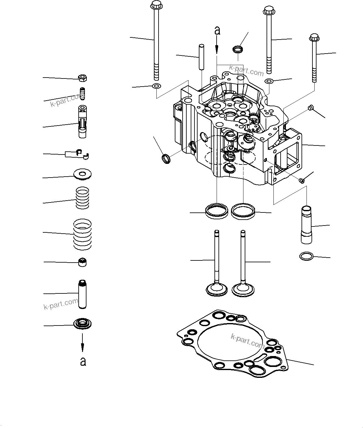 Komatsu parts book diagram for SAA6D140E-7 S/N 830235-UP (For WA500-8E0): CYLINDER HEAD (#830235-)