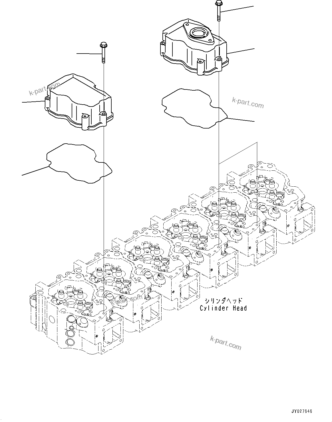 Komatsu parts book diagram for SAA6D140E-7 S/N 830235-UP (For WA500-8E0): HEAD COVER (#830235-)