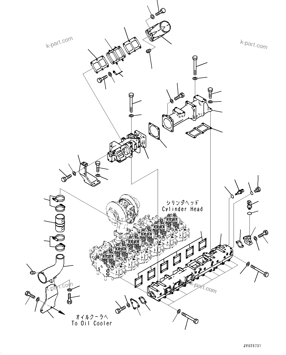 Komatsu parts book diagram for SAA6D140E-7 S/N 830235-UP (For WA500-8E0): AIR INTAKE MANIFOLD (#830235-)