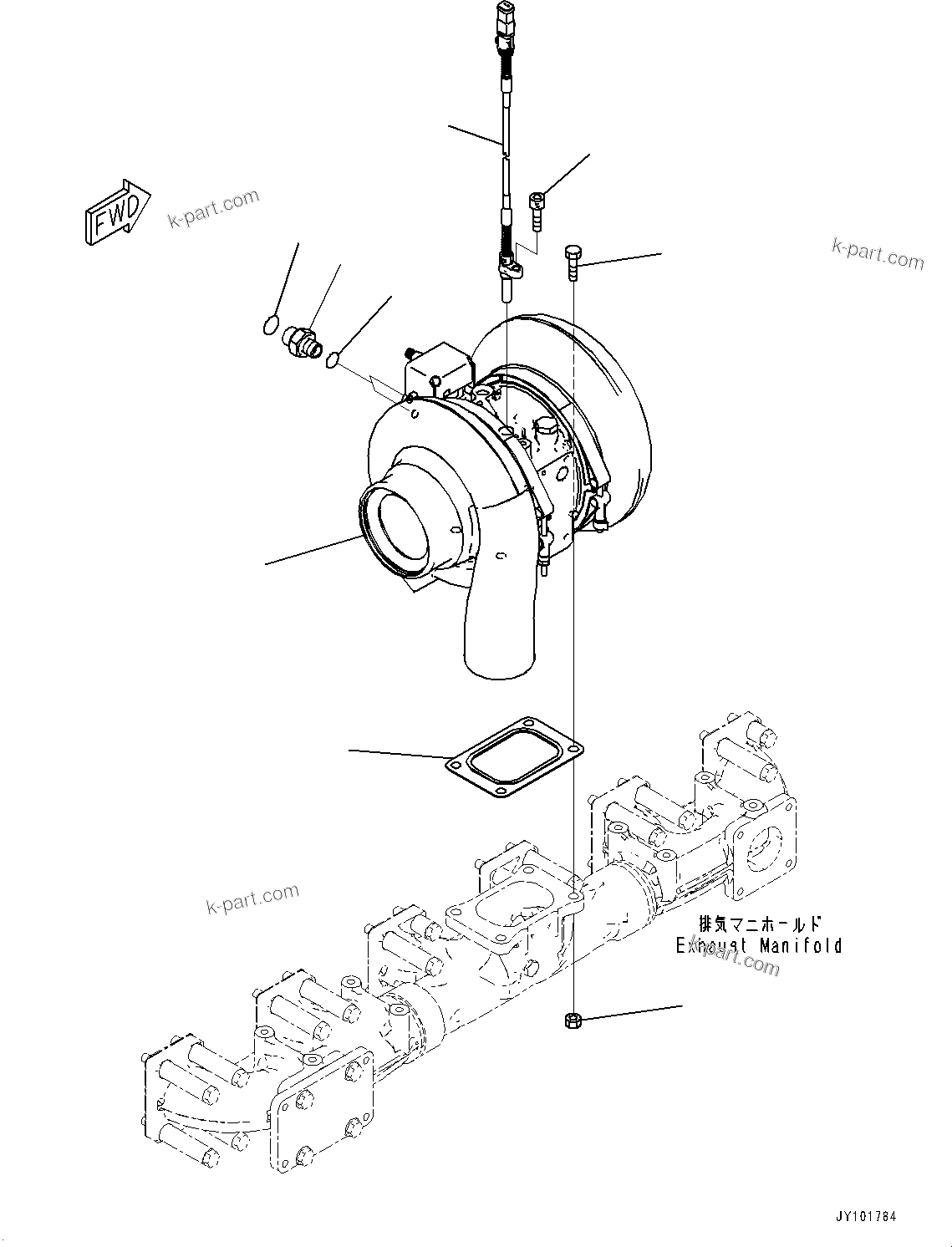 Komatsu parts book diagram for SAA6D140E-7 S/N 830235-UP (For WA500-8E0): VARIABLE GEOMETRY TURBOCHARGER (VGT), MOUNTING (#830235-)