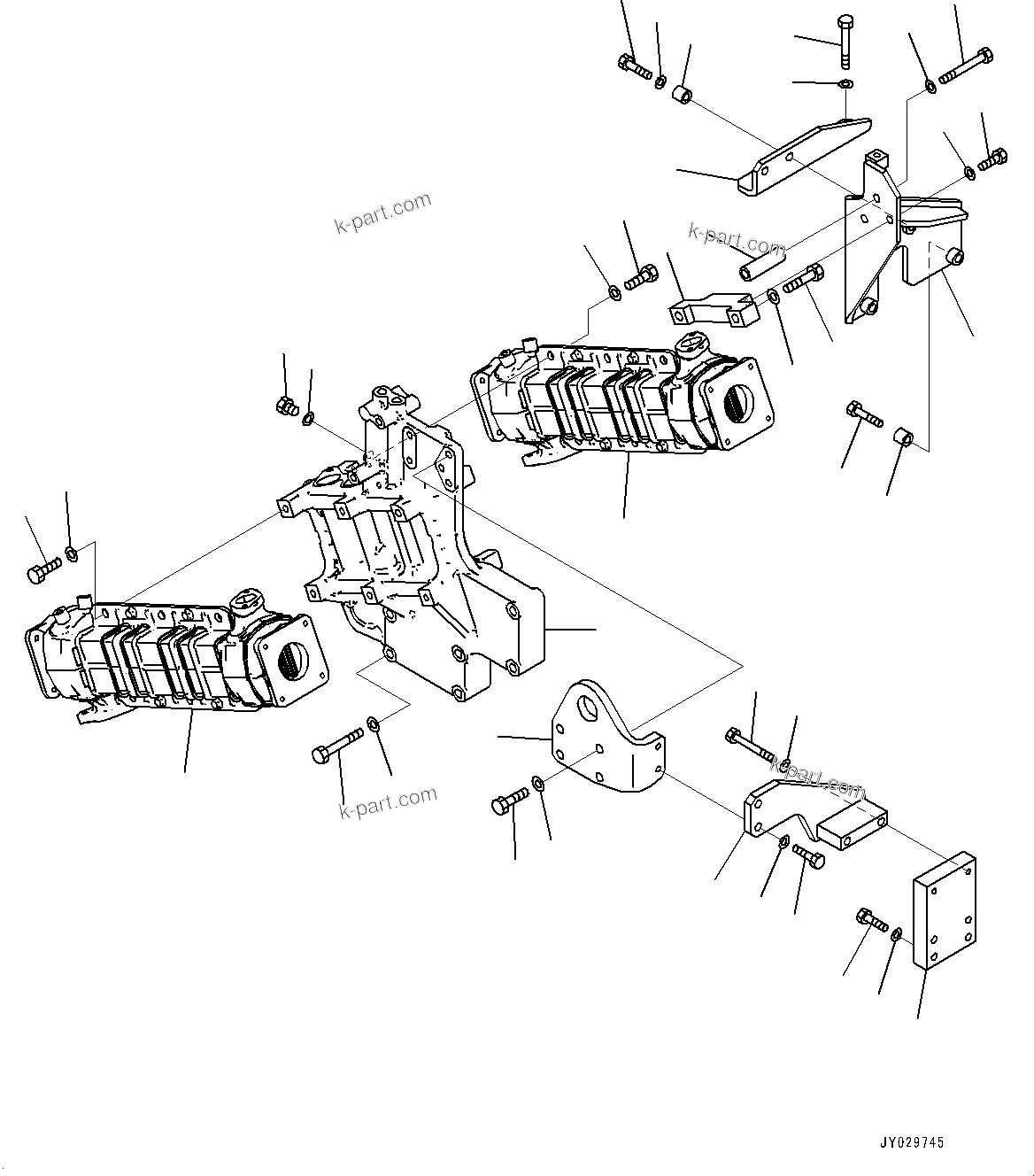 Komatsu parts book diagram for SAA6D140E-7 S/N 830235-UP (For WA500-8E0): EXHAUST GAS RE-CIRCULATION (EGR) VALVE, EGR COOLER MOUNTING (#830235-)