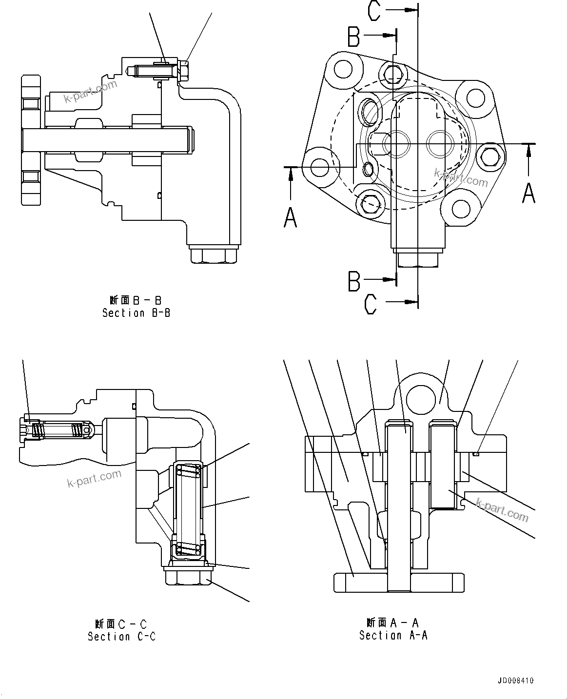 Komatsu parts book diagram for SAA6D140E-7 S/N 830235-UP (For WA500-8E0): EXHAUST GAS RE-CIRCULATION (EGR) VALVE, INNER PARTS, EGR OIL PUMP (#830235-)