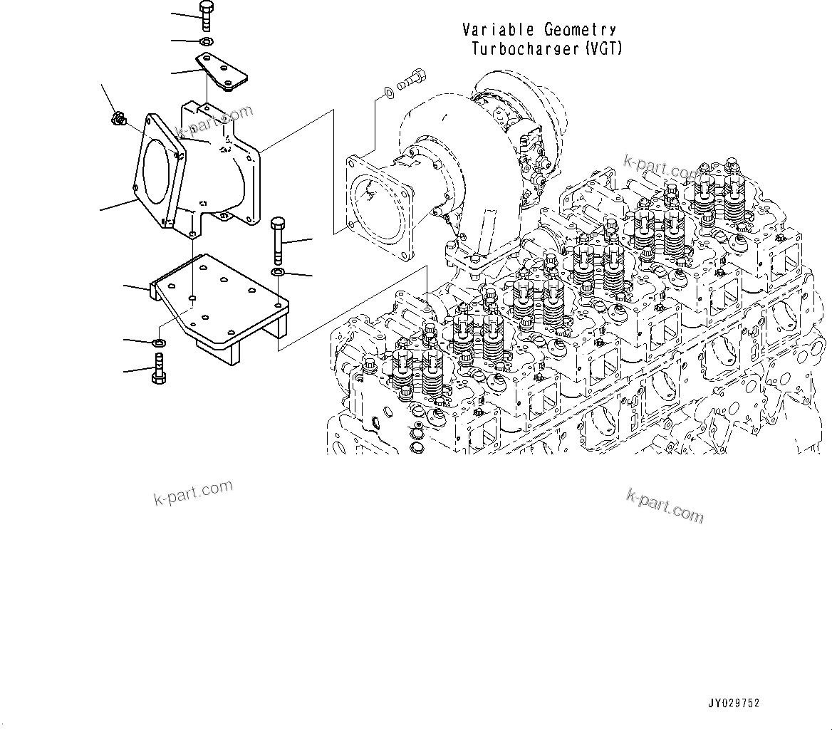 Komatsu parts book diagram for SAA6D140E-7 S/N 830235-UP (For WA500-8E0): KOMATSU DIESEL PARTICULATE FILTER (KDPF), ELBOW (#830235-)