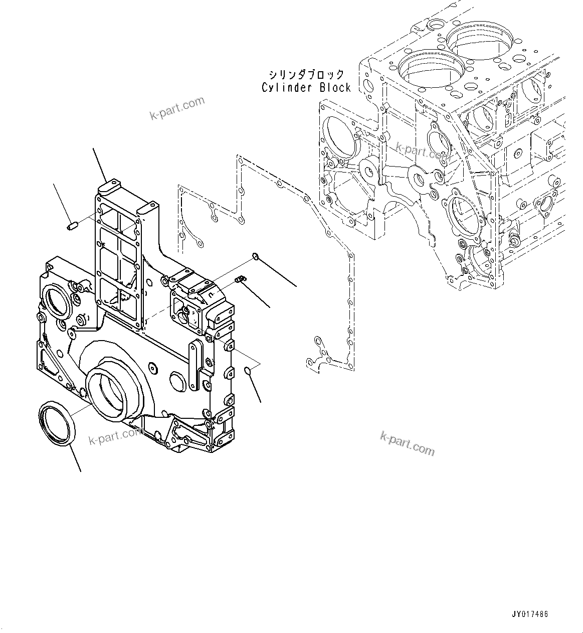 Komatsu parts book diagram for SAA6D140E-7 S/N 830235-UP (For WA500-8E0): FRONT COVER (#830235-)