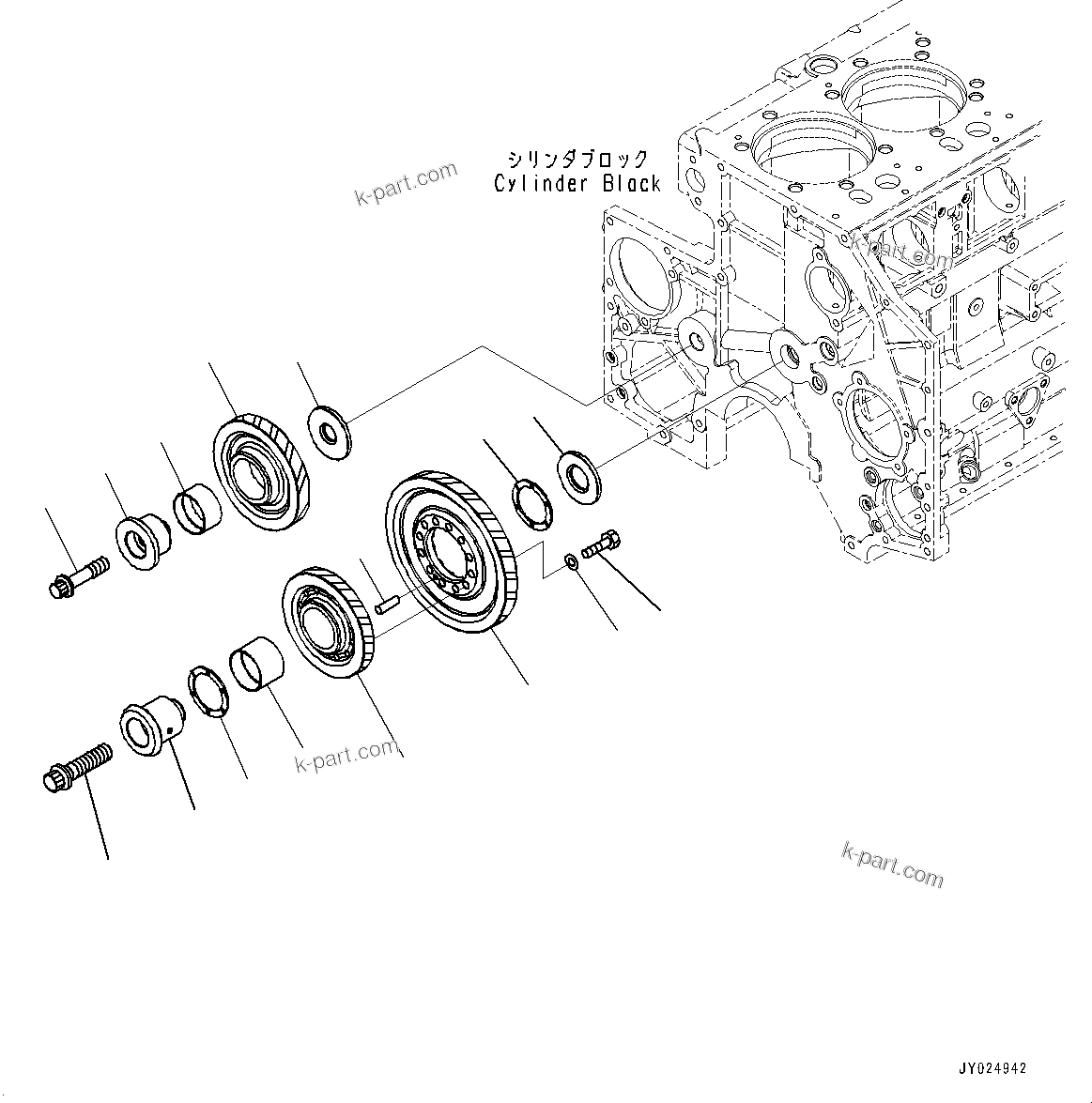 Komatsu parts book diagram for SAA6D140E-7 S/N 830235-UP (For WA500-8E0): IDLE GEARS (#830235-)