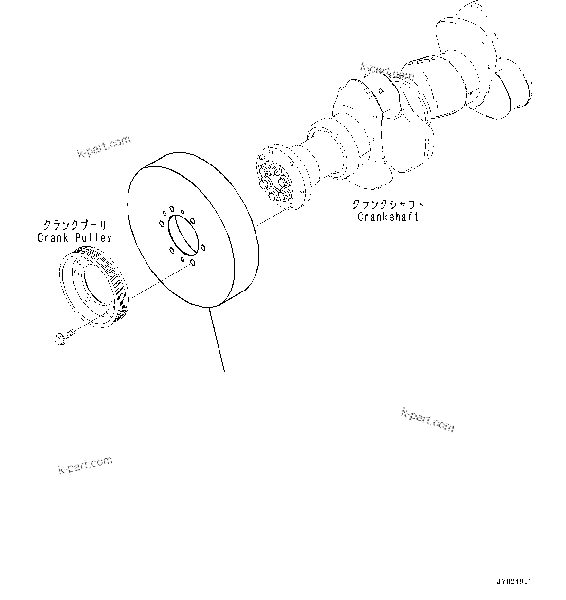 Komatsu parts book diagram for SAA6D140E-7 S/N 830235-UP (For WA500-8E0): VIBRATION DAMPER (#830235-)