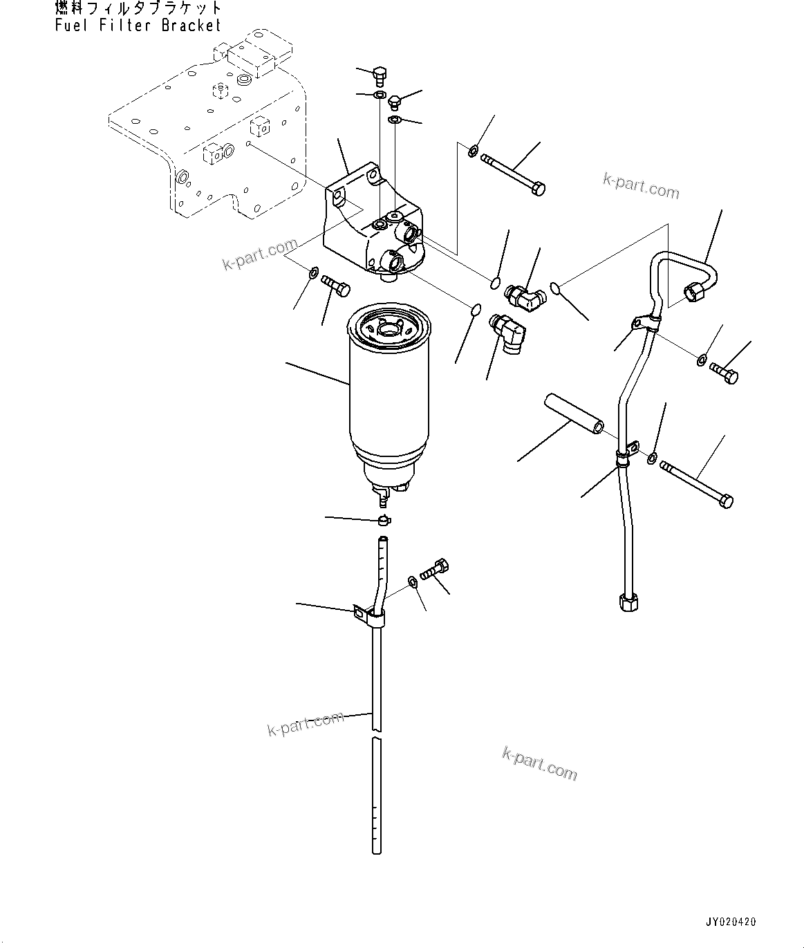 Komatsu parts book diagram for SAA6D140E-7 S/N 830235-UP (For WA500-8E0): FUEL PREFILTER (#830235-)