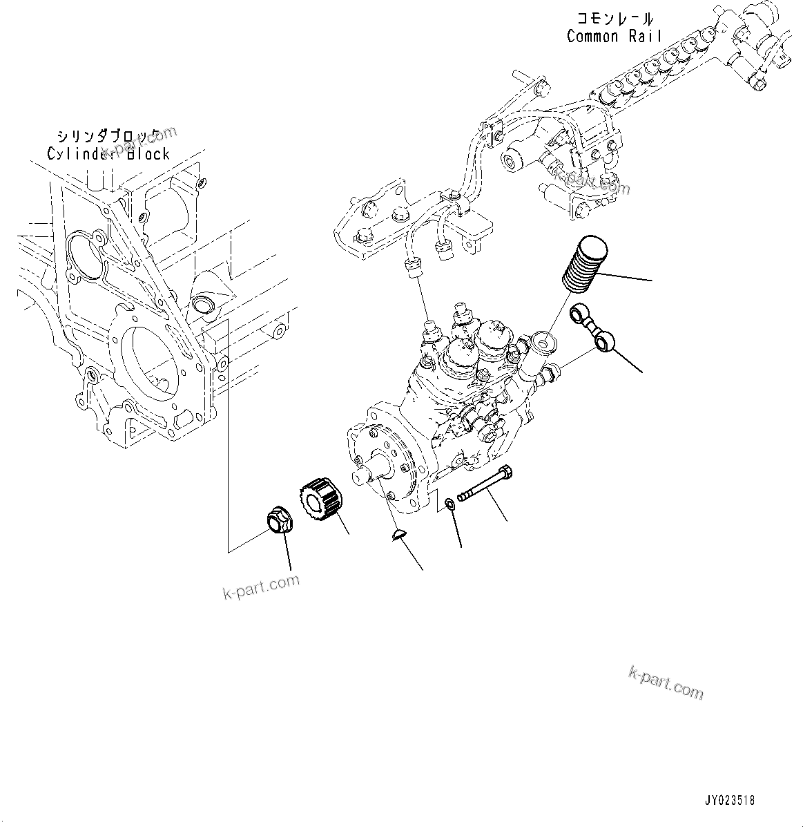 Komatsu parts book diagram for SAA6D140E-7 S/N 830235-UP (For WA500-8E0): FUEL SUPPLY PUMP, PUMP MOUNTING (#830235-)