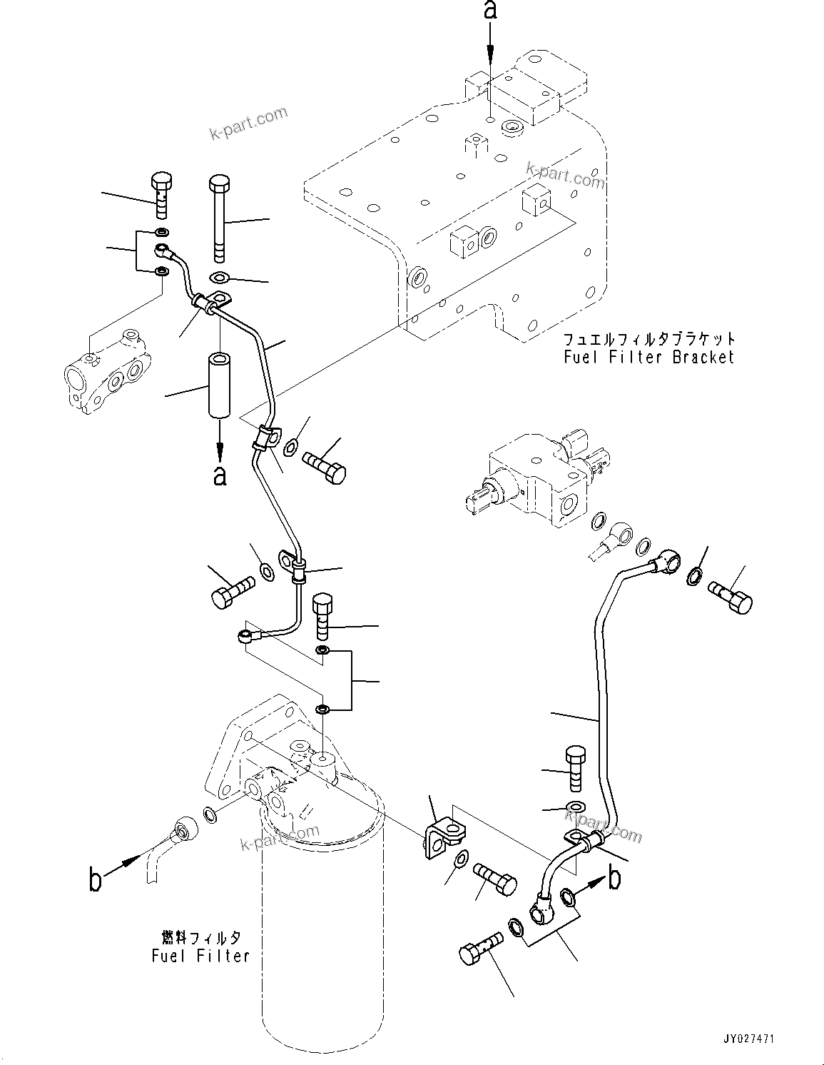 Komatsu parts book diagram for SAA6D140E-7 S/N 830235-UP (For WA500-8E0): FUEL FILTER, AIR VENT (#830235-)