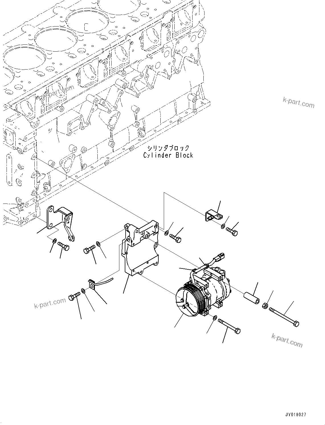 Komatsu parts book diagram for SAA6D140E-7 S/N 830235-UP (For WA500-8E0): ALTERNATOR, FREON COMPRESSOR (90AMP.) (#830235-)