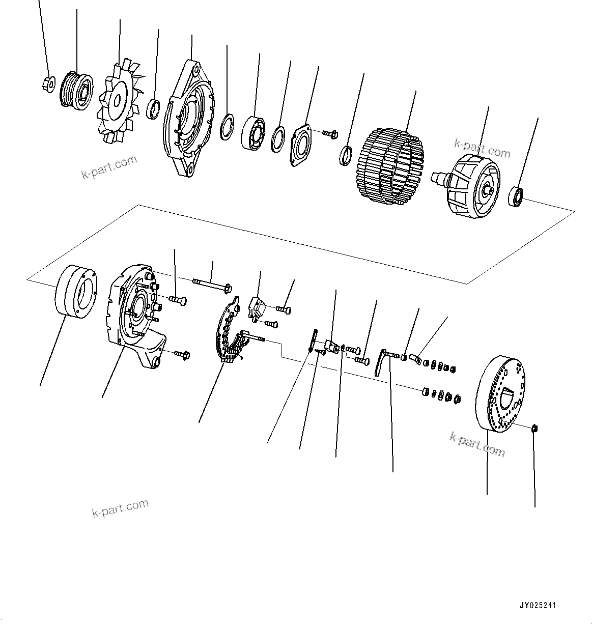 Komatsu parts book diagram for SAA6D140E-7 S/N 830235-UP (For WA500-8E0): ALTERNATOR, INNER PARTS (140 AMP.) (#830235-)