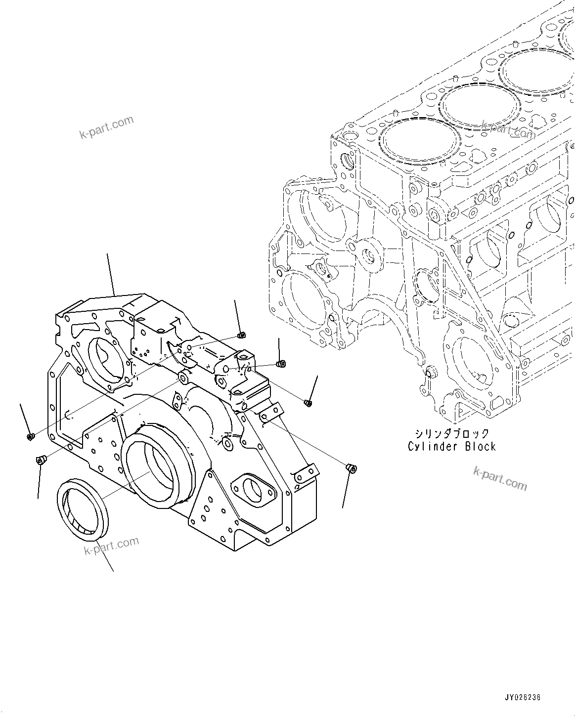 Komatsu parts book diagram for SAA6D125E-7 S/N 865972-UP (For WA475-10E0): FRONT COVER (#865972-)