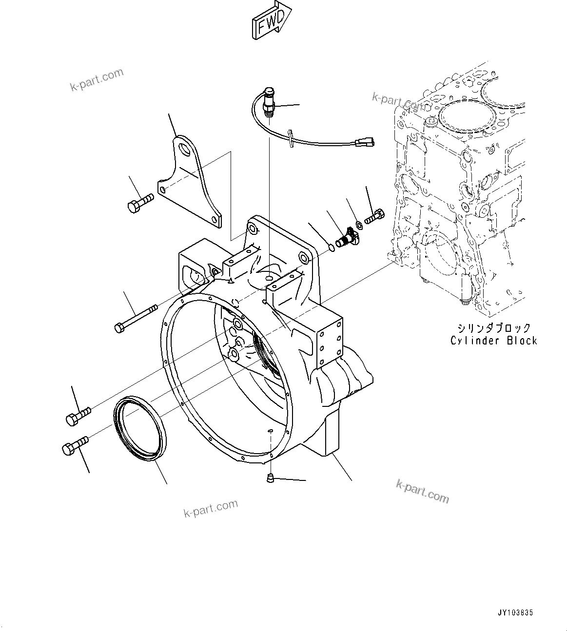 Komatsu parts book diagram for SAA6D125E-7 S/N 865972-UP (For WA475-10E0): FLYWHEEL HOUSING (#865972-)