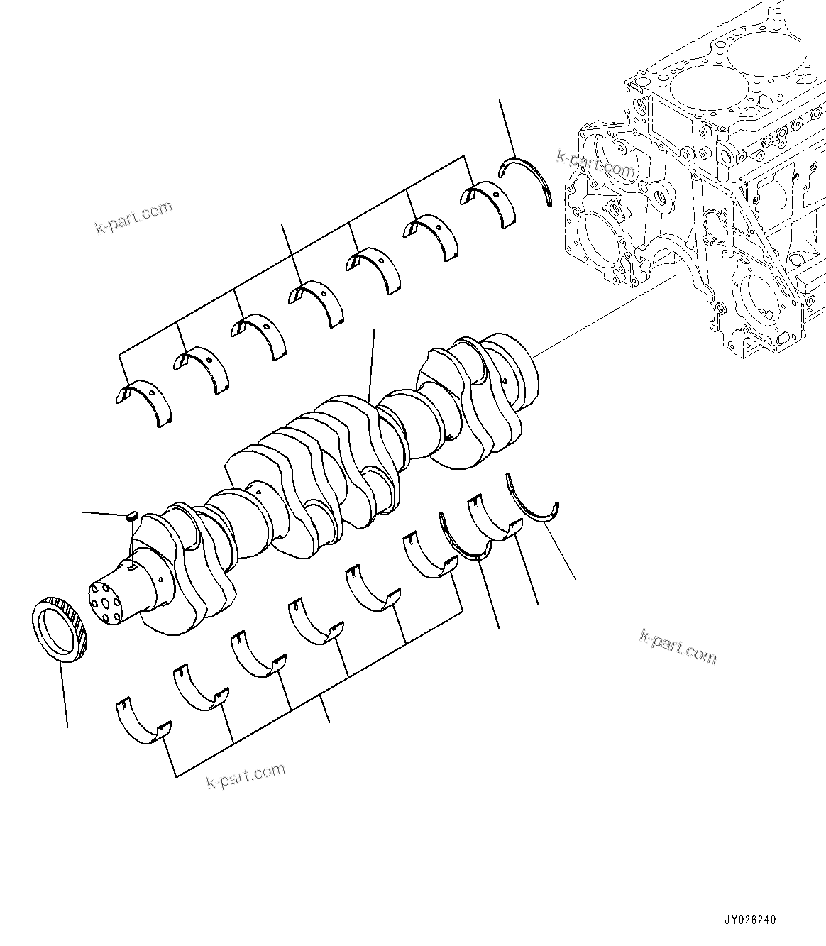 Komatsu parts book diagram for SAA6D125E-7 S/N 865972-UP (For WA475-10E0): CRANKSHAFT (#865972-)