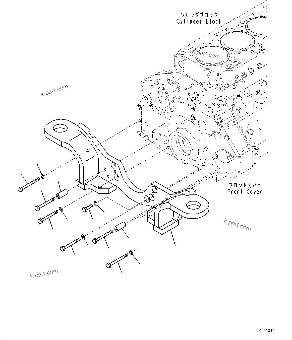 Komatsu parts book diagram for SAA6D125E-7 S/N 865972-UP (For WA475-10E0): ENGINE FRONT SUPPORT (#865972-)