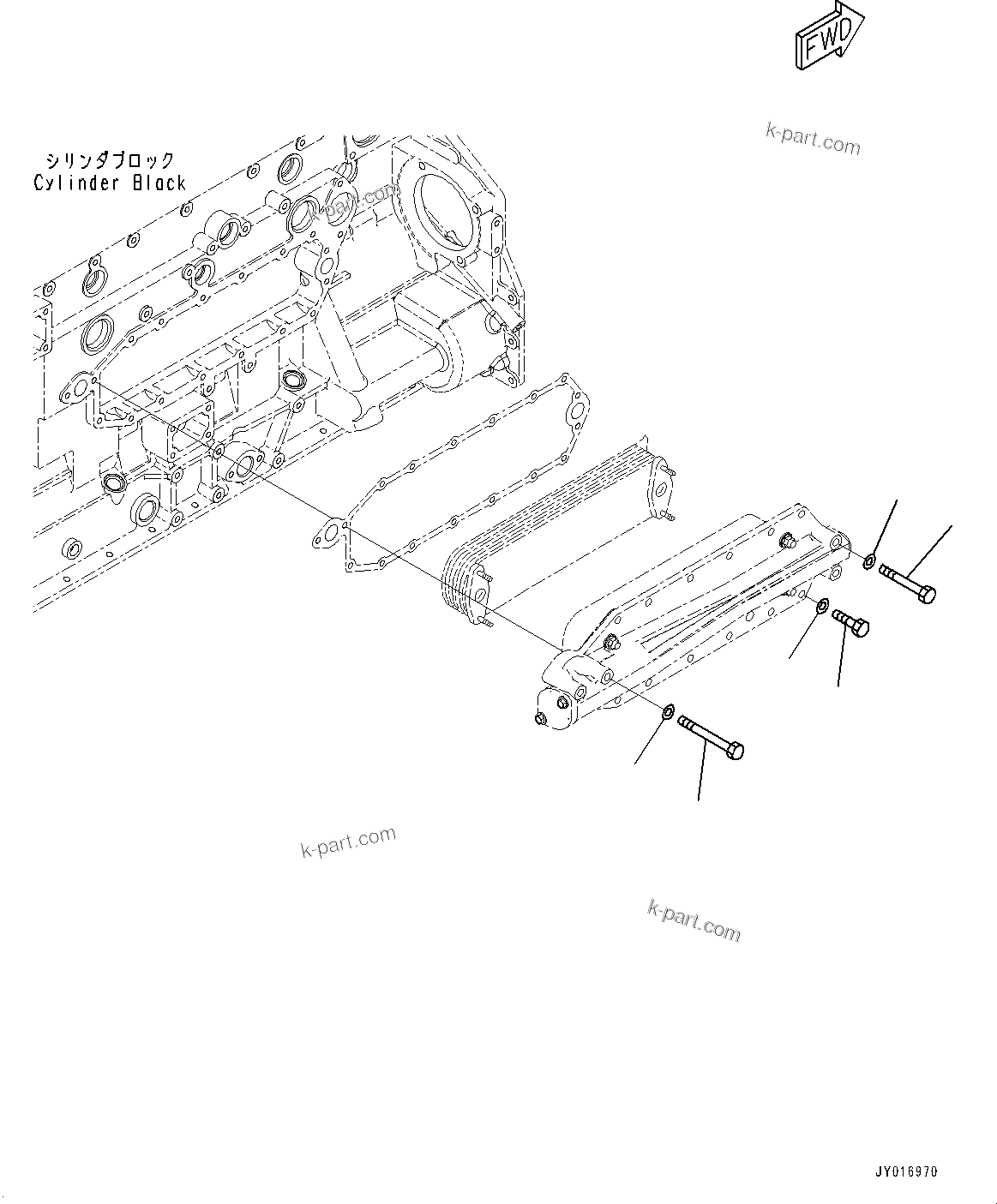 Komatsu parts book diagram for SAA6D125E-7 S/N 865972-UP (For WA475-10E0): ENGINE OIL COOLER MOUNTING (#865972-)