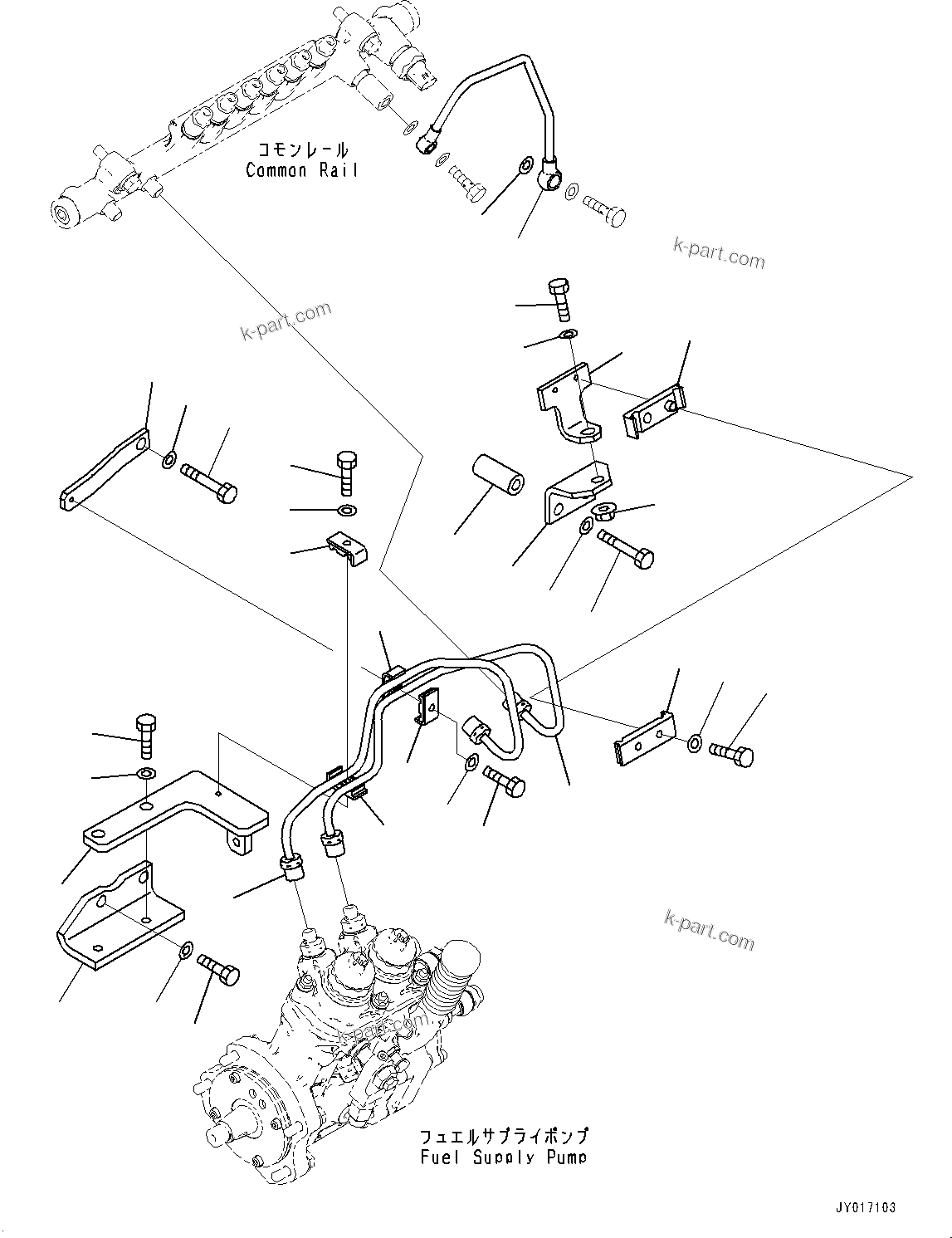 Komatsu parts book diagram for SAA6D125E-7 S/N 865972-UP (For WA475-10E0): FUEL SUPPLY PUMP, PIPING (#865972-)