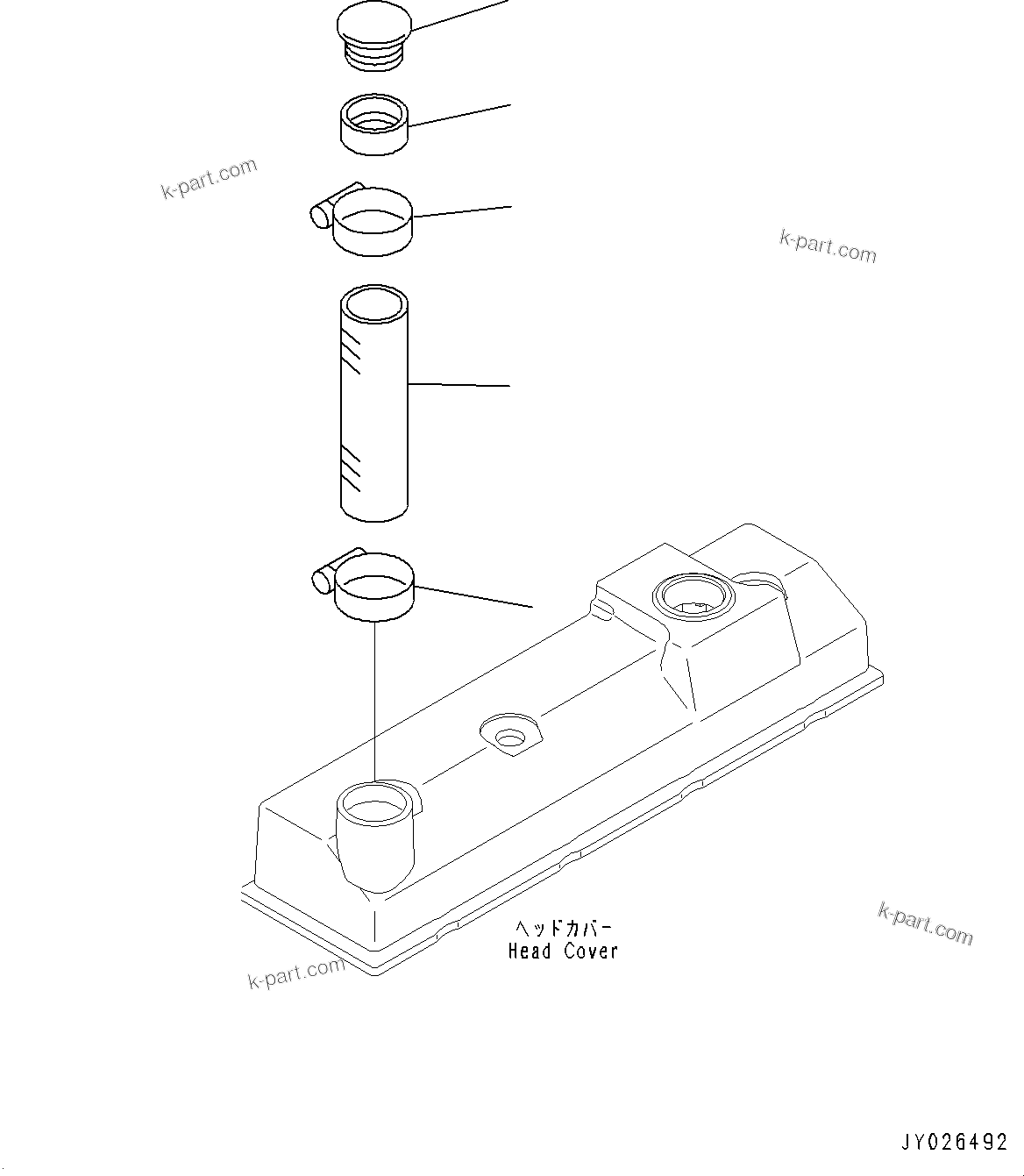 Komatsu parts book diagram for SAA4D95LE-5D S/N 501795-UP (For PC120-8): HEAD COVER ACCESSORY (#501795-)