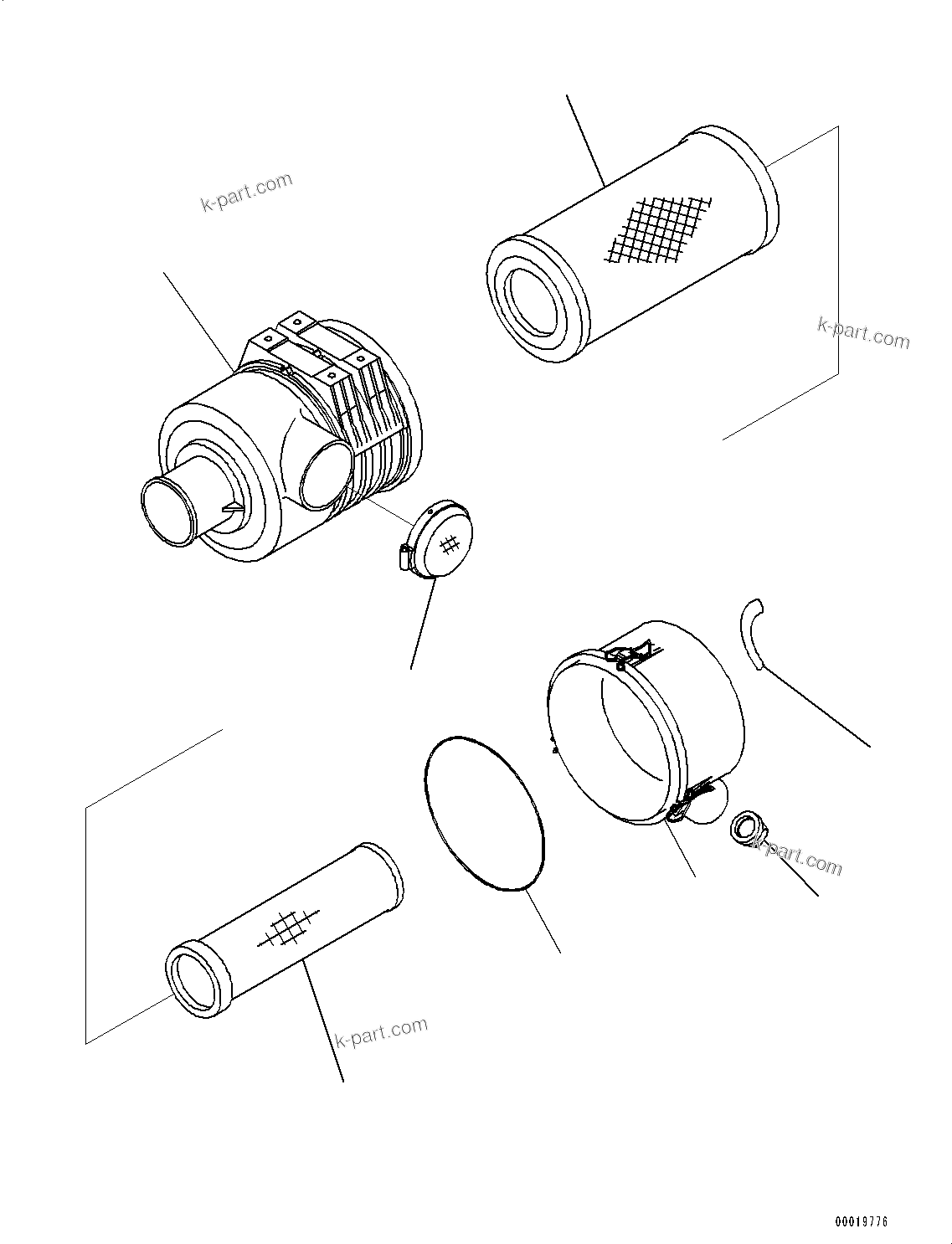Komatsu parts book diagram for SAA4D95LE-5D S/N 501795-UP (For PC120-8): AIR CLEANER (#501795-)