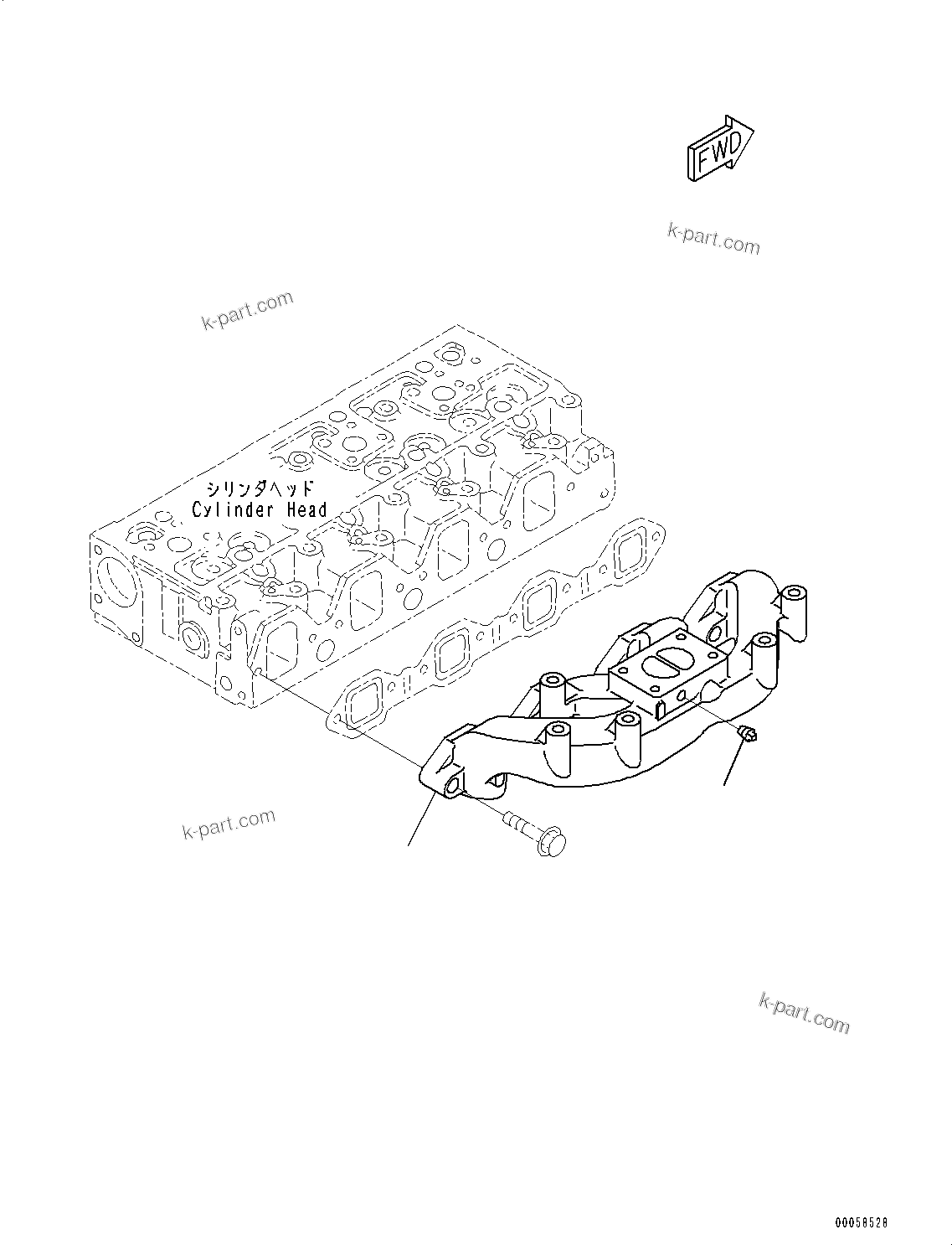 Komatsu parts book diagram for SAA4D95LE-5D S/N 501795-UP (For PC120-8): EXHAUST MANIFOLD (#501795-)
