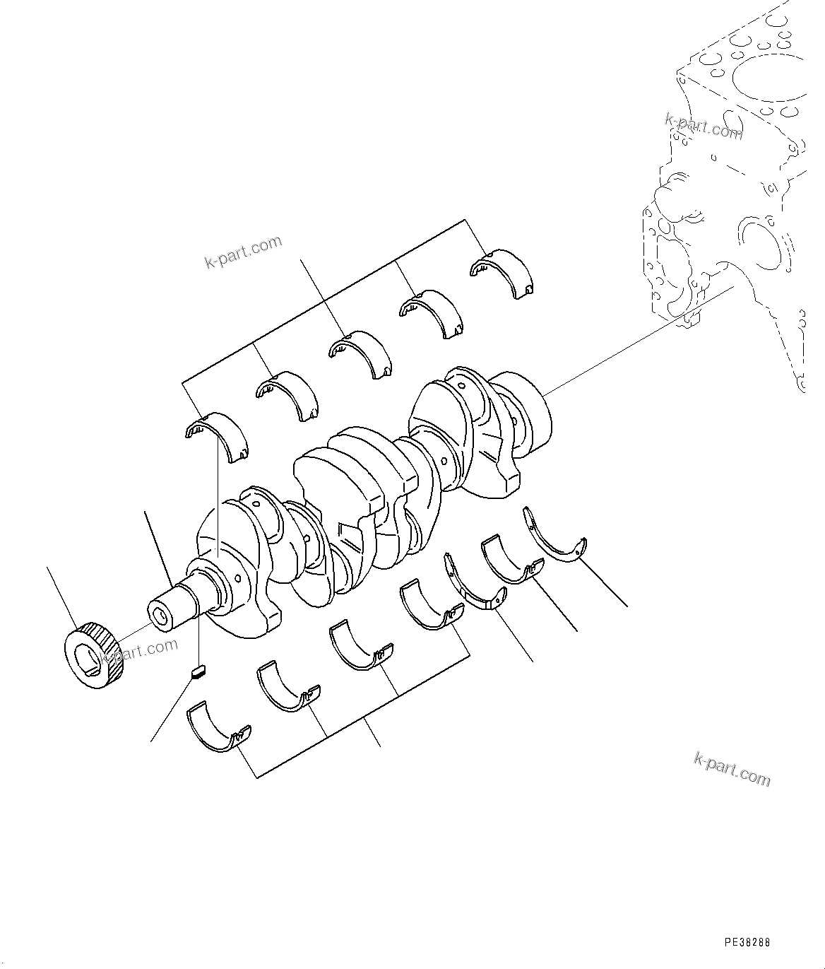 Komatsu parts book diagram for SAA4D95LE-5D S/N 501795-UP (For PC120-8): CYLINDER BLOCK, CRANKSHAFT (#501795-)