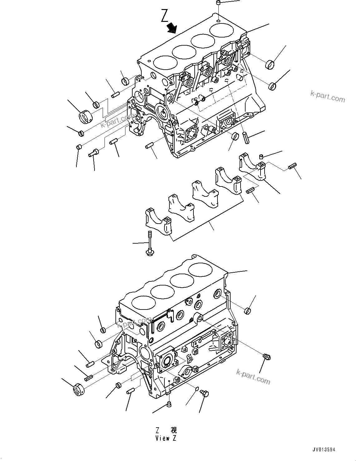Komatsu parts book diagram for SAA4D95LE-5D S/N 501795-UP (For PC120-8): CYLINDER BLOCK, GAUGE CYLINDER (#501795-)