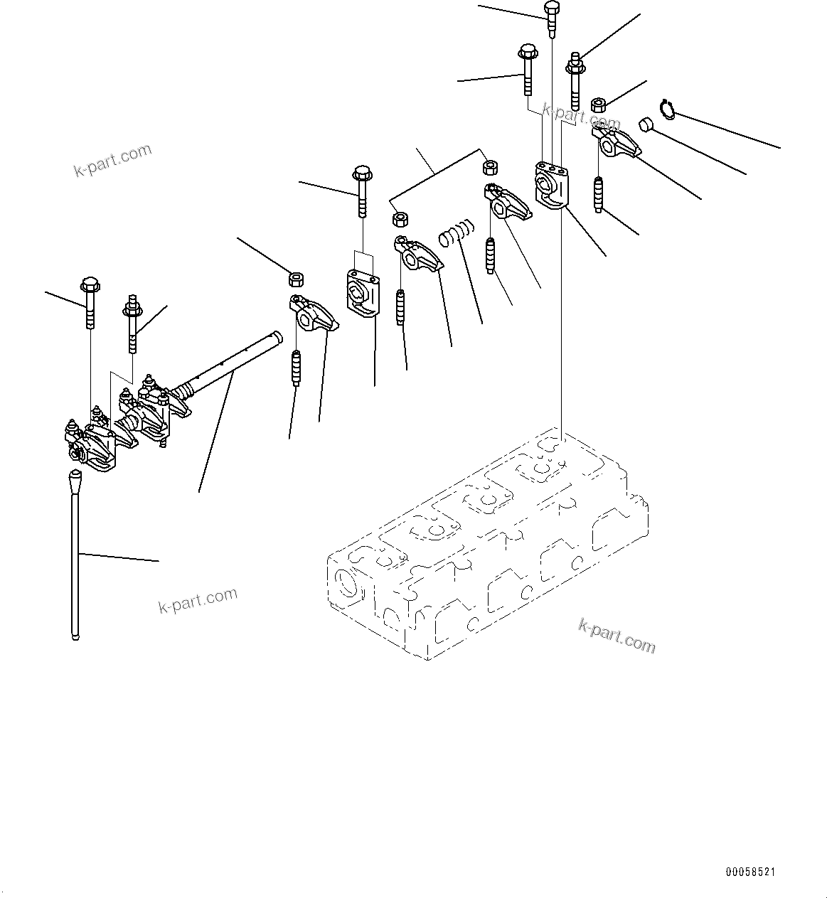 Komatsu parts book diagram for SAA4D95LE-5D S/N 501795-UP (For PC120-8): ROCKER ARM (#501795-)