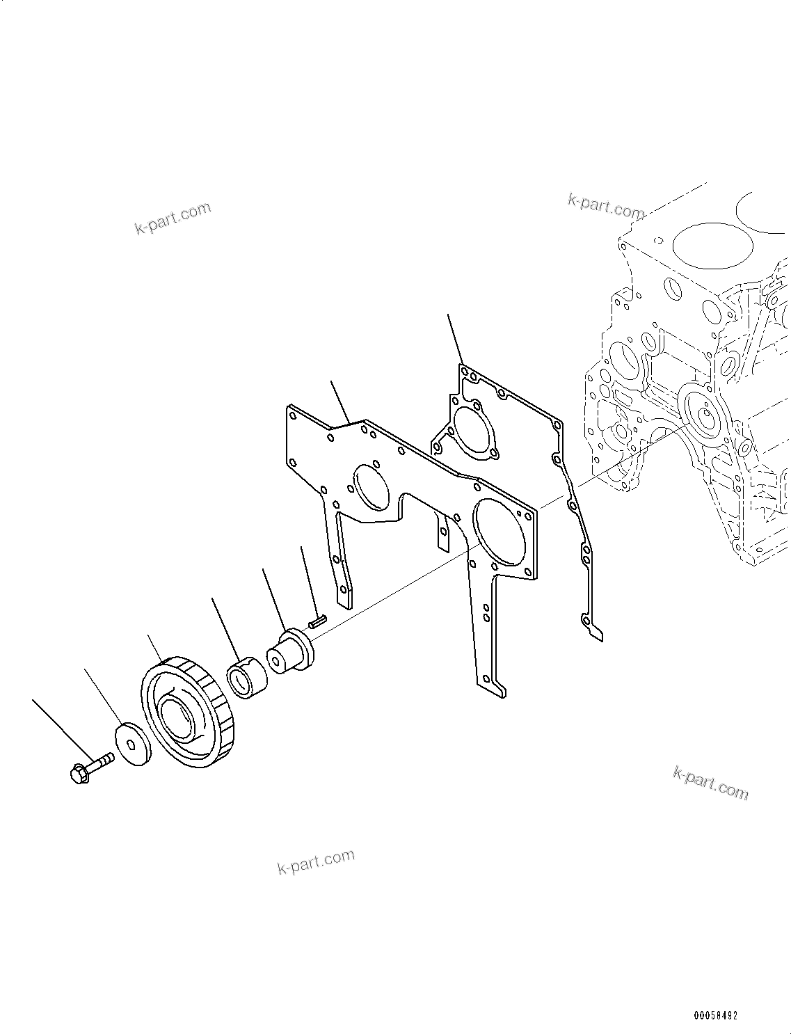 Komatsu parts book diagram for SAA4D95LE-5D S/N 501795-UP (For PC120-8): FRONT GEAR (#501795-)
