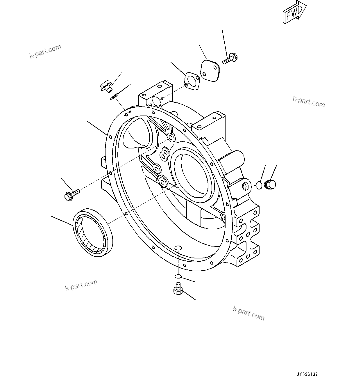 Komatsu parts book diagram for SAA4D95LE-5D S/N 501795-UP (For PC120-8): FLYWHEEL HOUSING (#501795-)