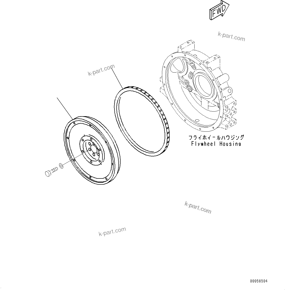 Komatsu parts book diagram for SAA4D95LE-5D S/N 501795-UP (For PC120-8): FLYWHEEL (#501795-)