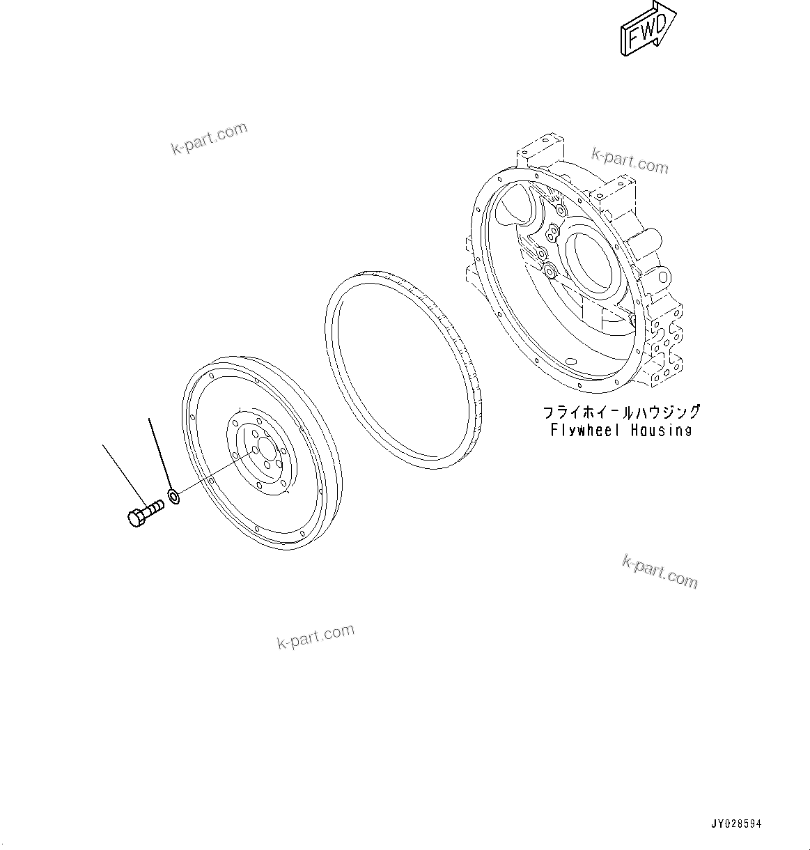 Komatsu parts book diagram for SAA4D95LE-5D S/N 501795-UP (For PC120-8): FLYWHEEL MOUNTING (#501795-)