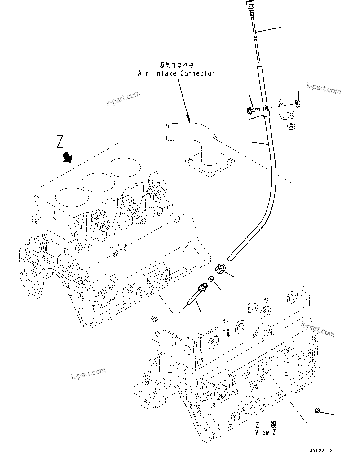 Komatsu parts book diagram for SAA4D95LE-5D S/N 501795-UP (For PC120-8): ENGINE OIL LEVEL GAUGE (#501795-)