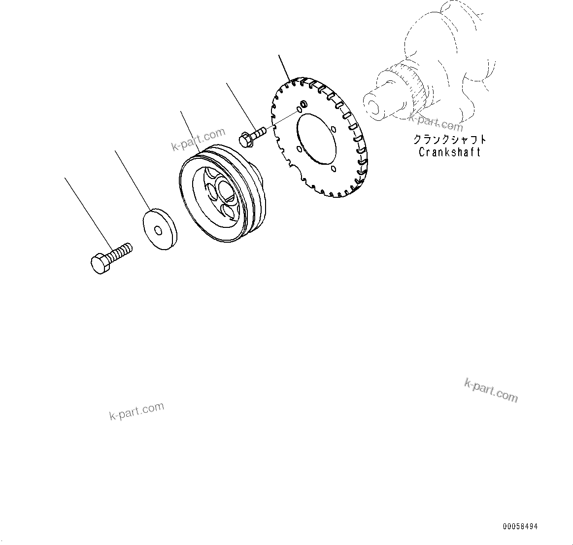 Komatsu parts book diagram for SAA4D95LE-5D S/N 501795-UP (For PC120-8): VIBRATION DAMPER (#501795-)