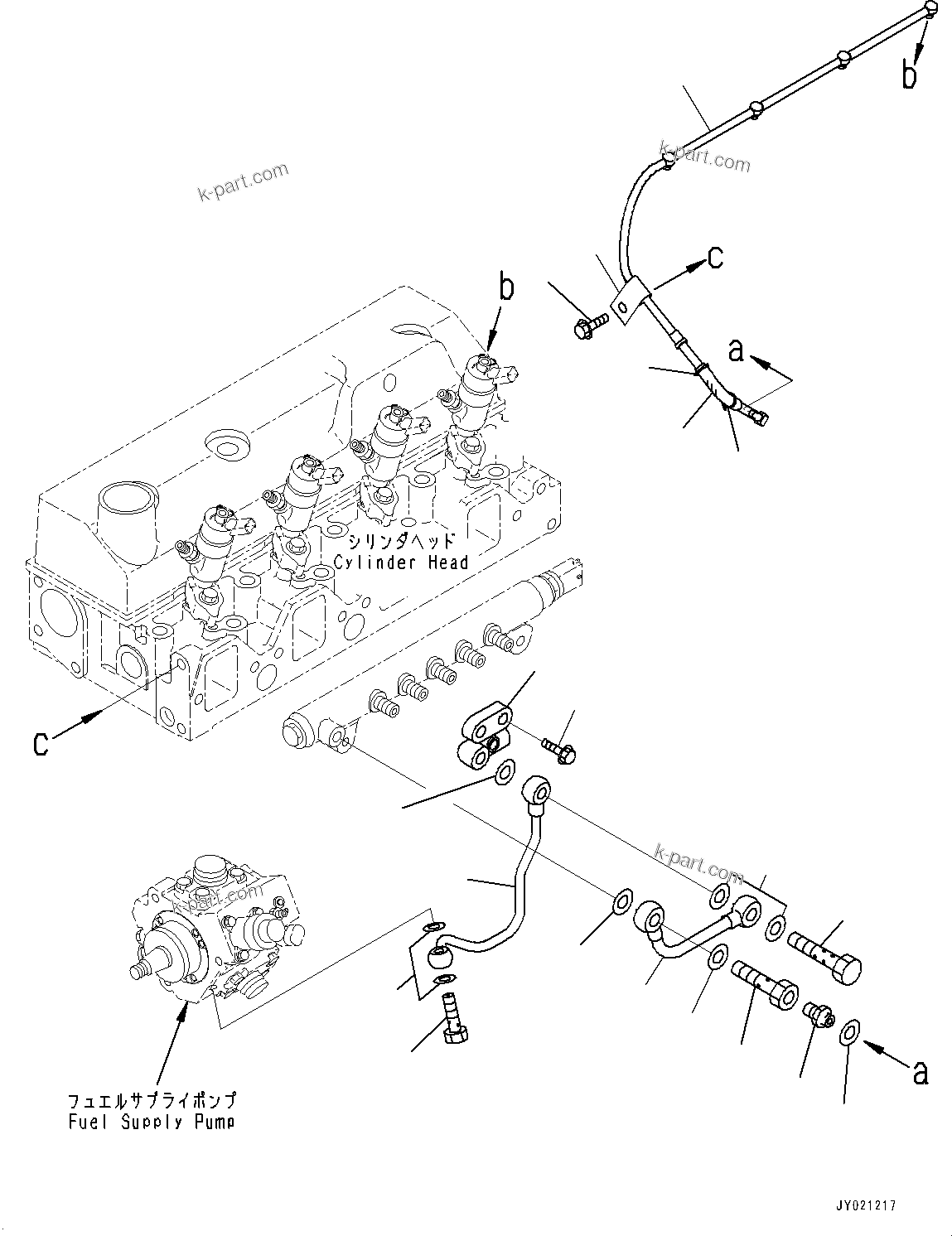 Komatsu parts book diagram for SAA4D95LE-5D S/N 501795-UP (For PC120-8): FUEL FILTER PIPING (#501795-516992)