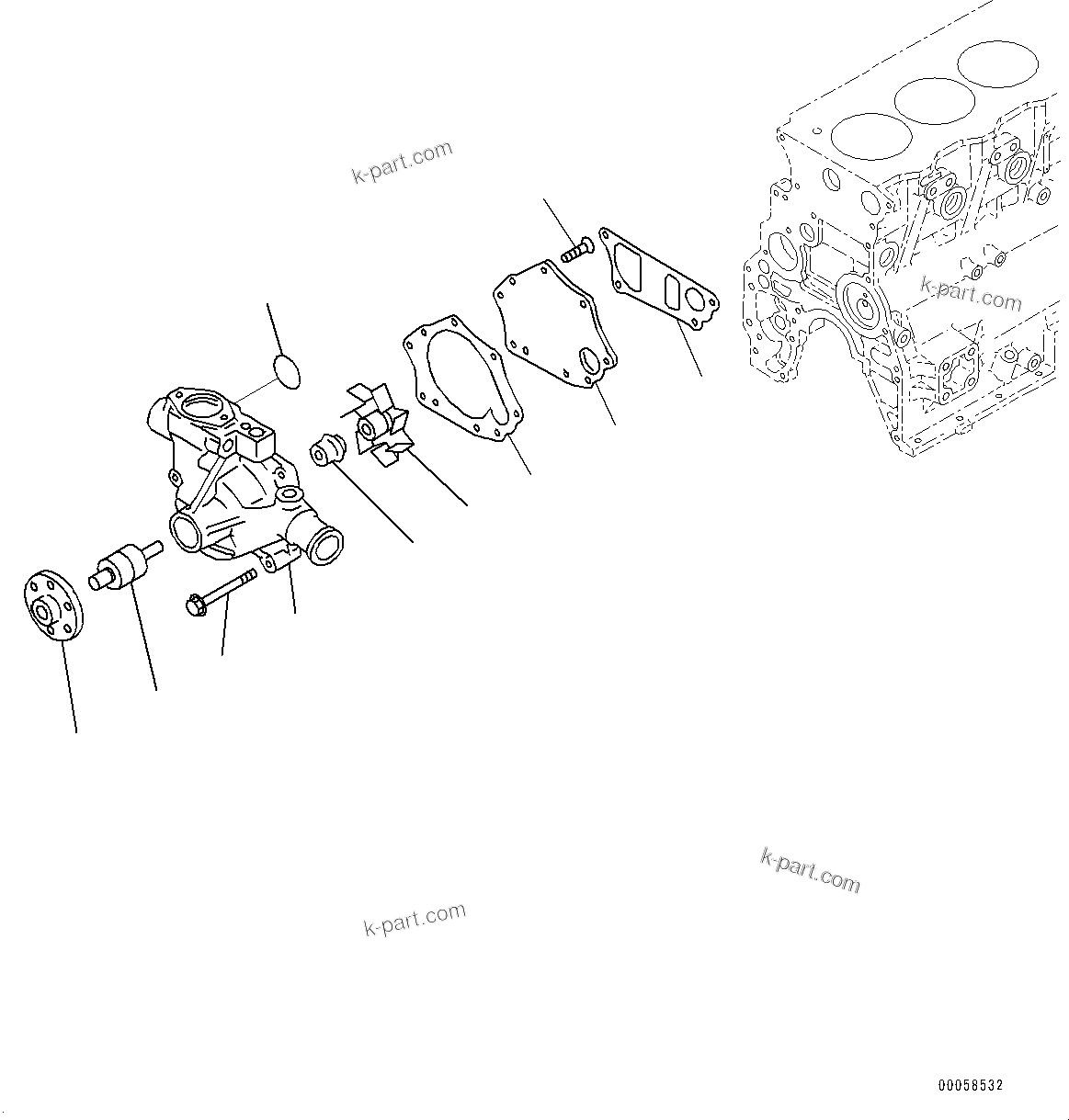 Komatsu parts book diagram for SAA4D95LE-5D S/N 501795-UP (For PC120-8): WATER PUMP (#501795-)