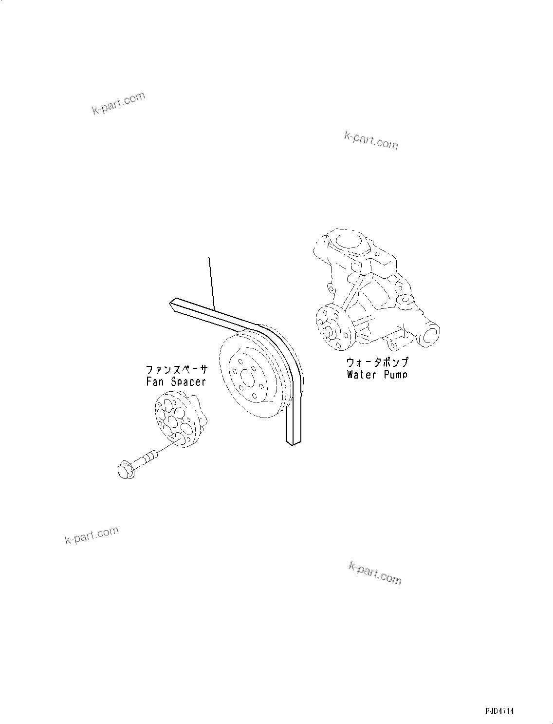 Komatsu parts book diagram for SAA4D95LE-5D S/N 501795-UP (For PC120-8): COOLING FAN BELT, (FOR HIGH SPEED COOLING FAN) (#501795-)