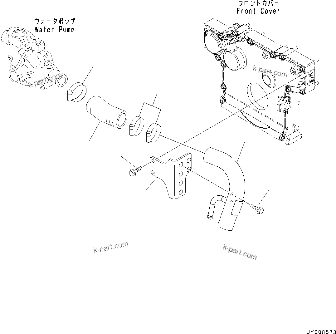 Komatsu parts book diagram for SAA4D95LE-5D S/N 501795-UP (For PC120-8): WATER PIPING (#506723-)