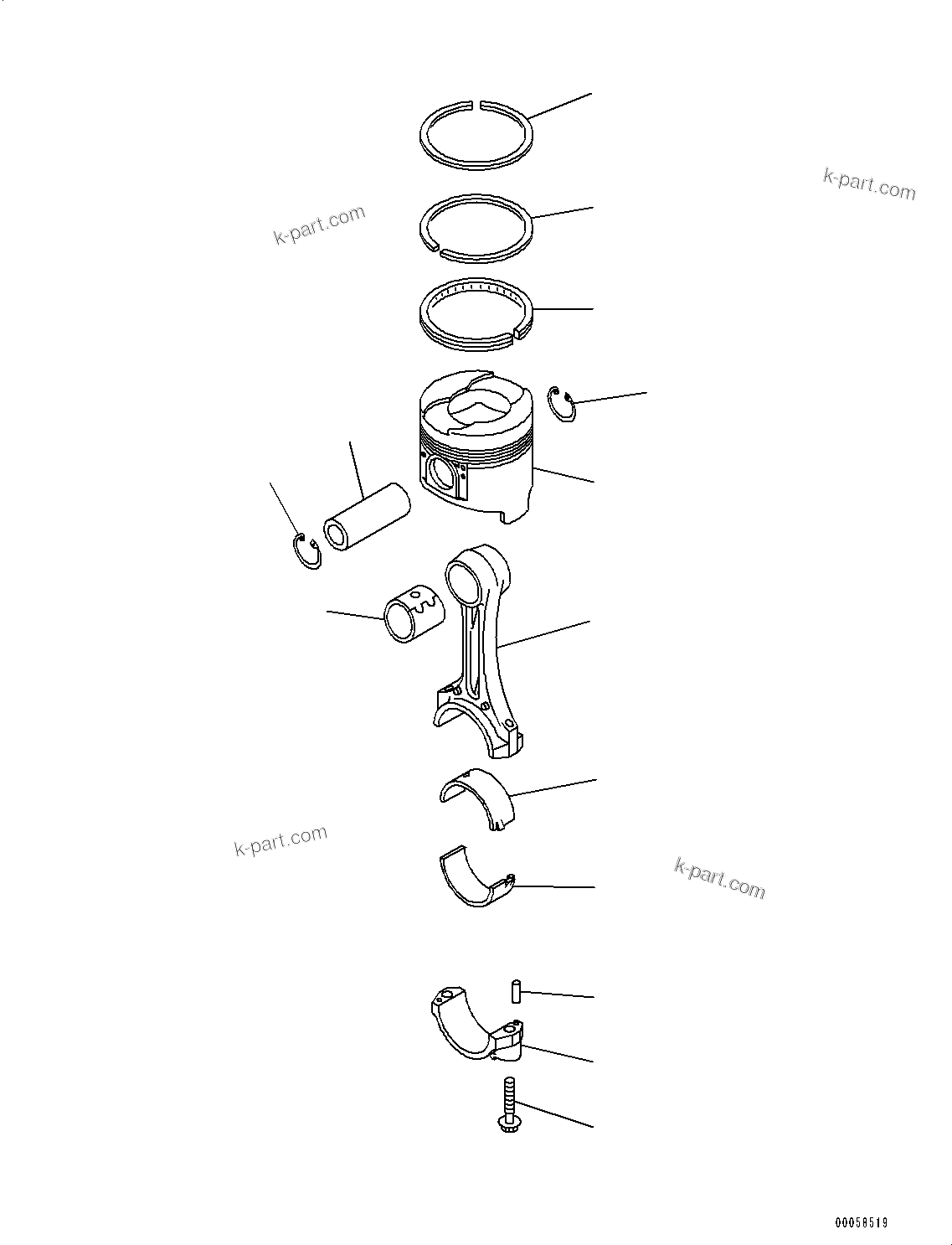 Komatsu parts book diagram for SAA4D95LE-5D S/N 501795-UP (For PC120-8): PARTS PERFORMANCE, PISTON(#501795-502021)