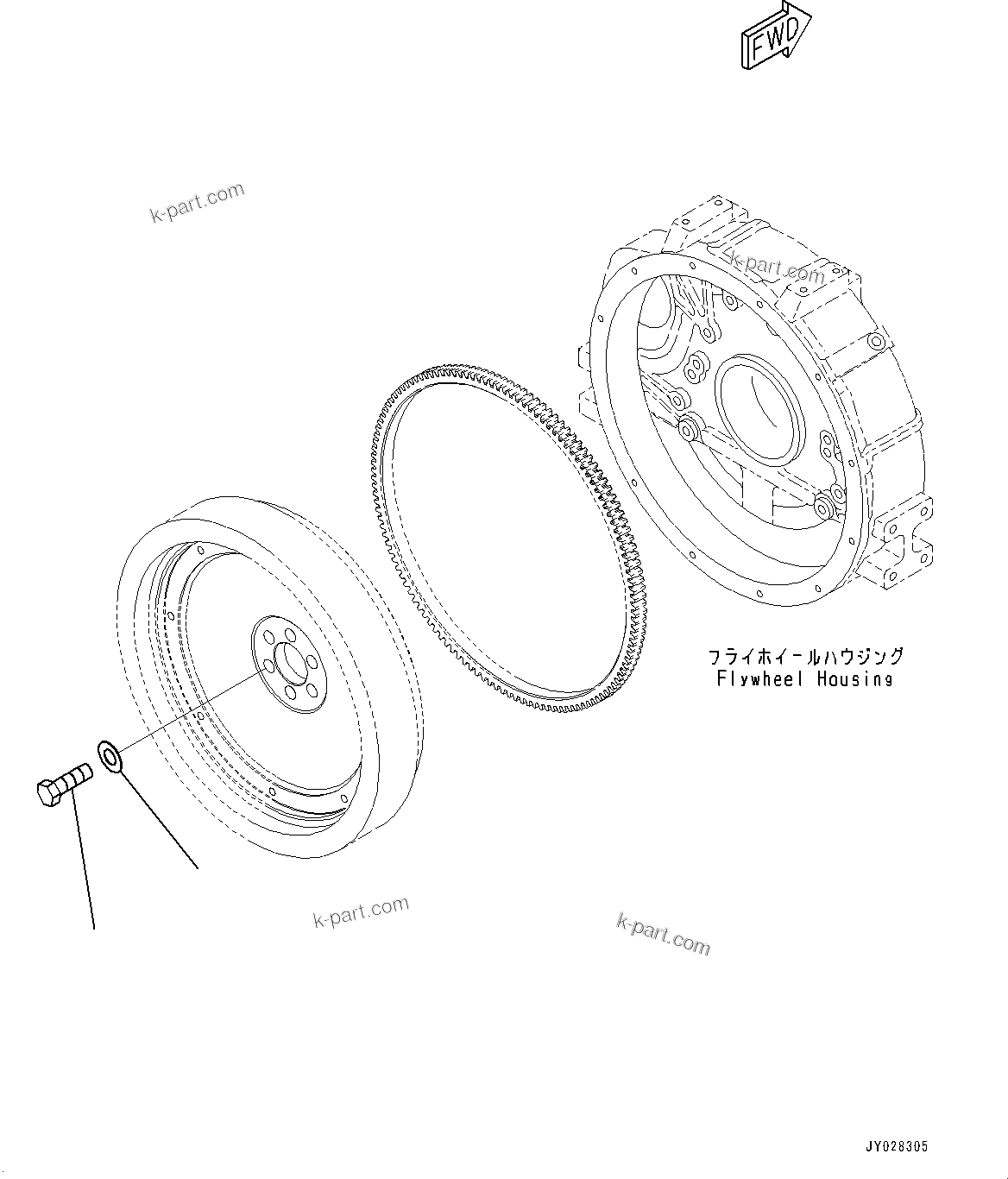 Komatsu parts book diagram for SAA4D95LE-5J S/N 510888-UP (For WA100-6): FLYWHEEL MOUNTING, (#506848-)