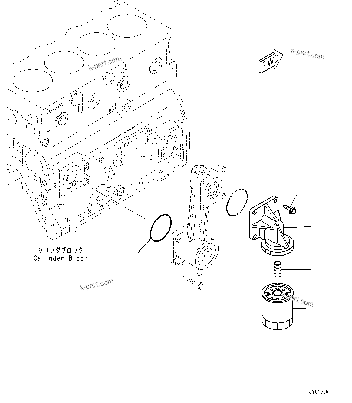 Komatsu parts book diagram for SAA4D95LE-5J S/N 510888-UP (For WA100-6): ENGINE OIL FILTER, (#506848-)