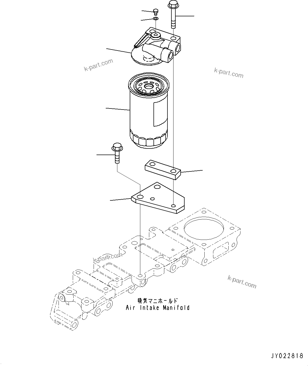 Komatsu parts book diagram for SAA4D95LE-5J S/N 510888-UP (For WA100-6): FUEL FILTER, (#516805-)