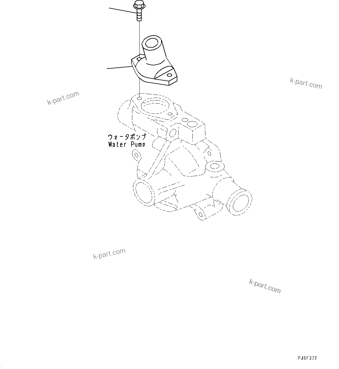 Komatsu parts book diagram for SAA4D95LE-5J S/N 510888-UP (For WA100-6): WATER OUTLET CONNECTOR, (#506848-)