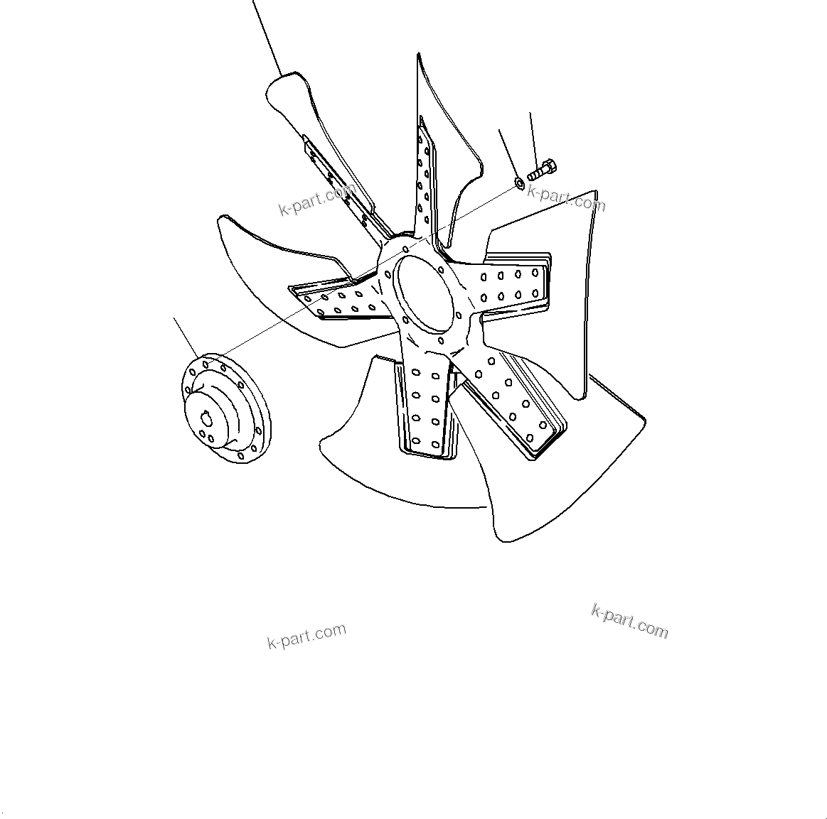 Komatsu parts book diagram for SAA6D125E-5ER S/N 579001-UP (For WA480-6R): FAN, AIR CLEANER AND WATER SEPARATOR, FAN(#579001-)