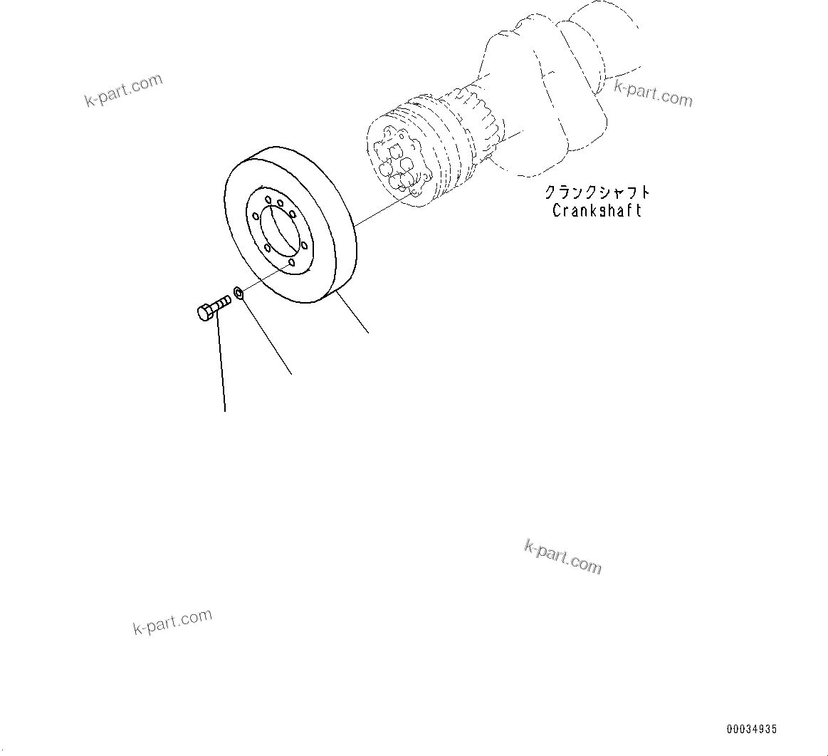 Komatsu parts book diagram for SAA6D125E-5ER S/N 579001-UP (For WA480-6R): VIBRATION DAMPER, (#579001-)