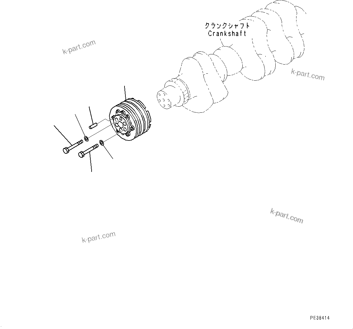 Komatsu parts book diagram for SAA6D125E-5ER S/N 579001-UP (For WA480-6R): CRANK PULLEY, (#579001-)
