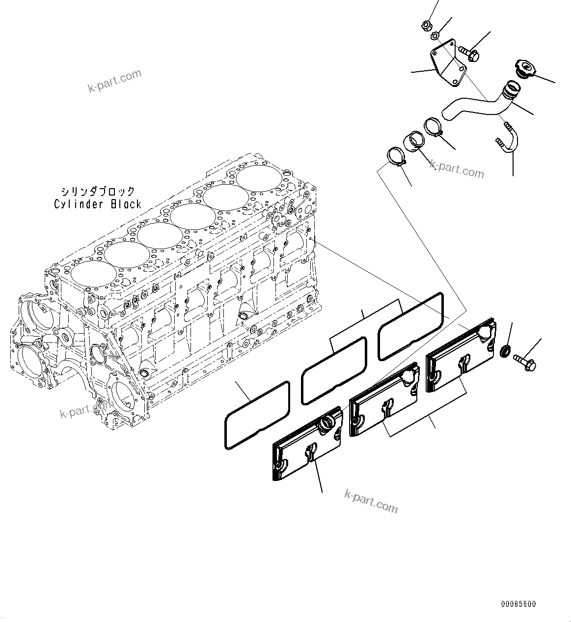 Komatsu parts book diagram for SAA6D125E-5ER S/N 579001-UP (For WA480-6R): CAM FOLLOWER COVER AND OIL FILLER, (#579001-)