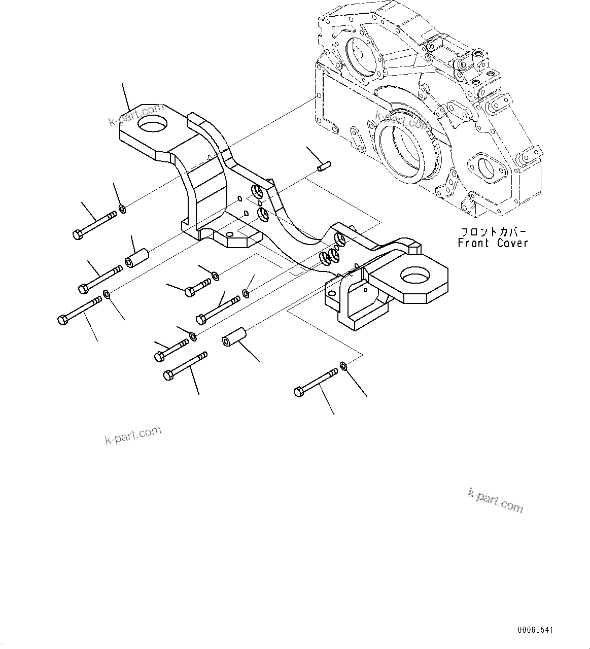 Komatsu parts book diagram for SAA6D125E-5ER S/N 579001-UP (For WA480-6R): ENGINE FRONT SUPPORT, (#579001-)