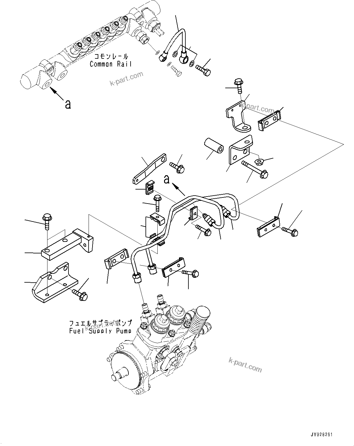 Komatsu parts book diagram for SAA6D125E-5ER S/N 579001-UP (For WA480-6R): FUEL SUPPLY PUMP, RETURN PIPING(#579001-)