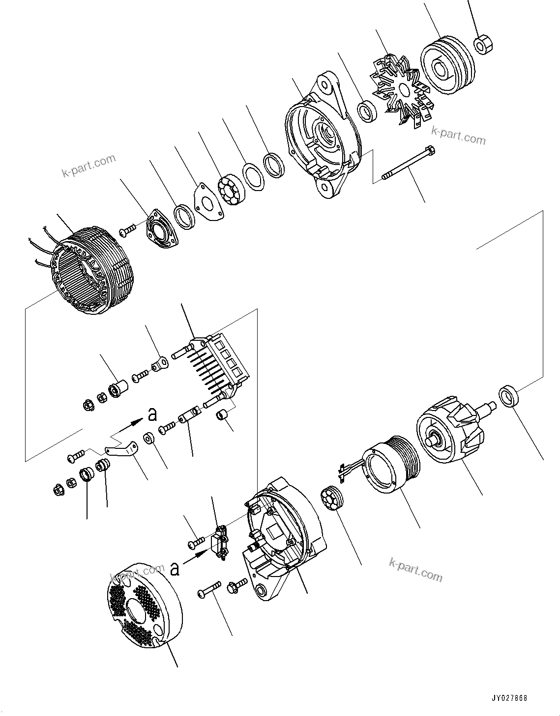 Komatsu parts book diagram for SAA6D125E-5ER S/N 579001-UP (For WA480-6R): ALTERNATOR, INNER PARTS (50AMP.)(#579001-)